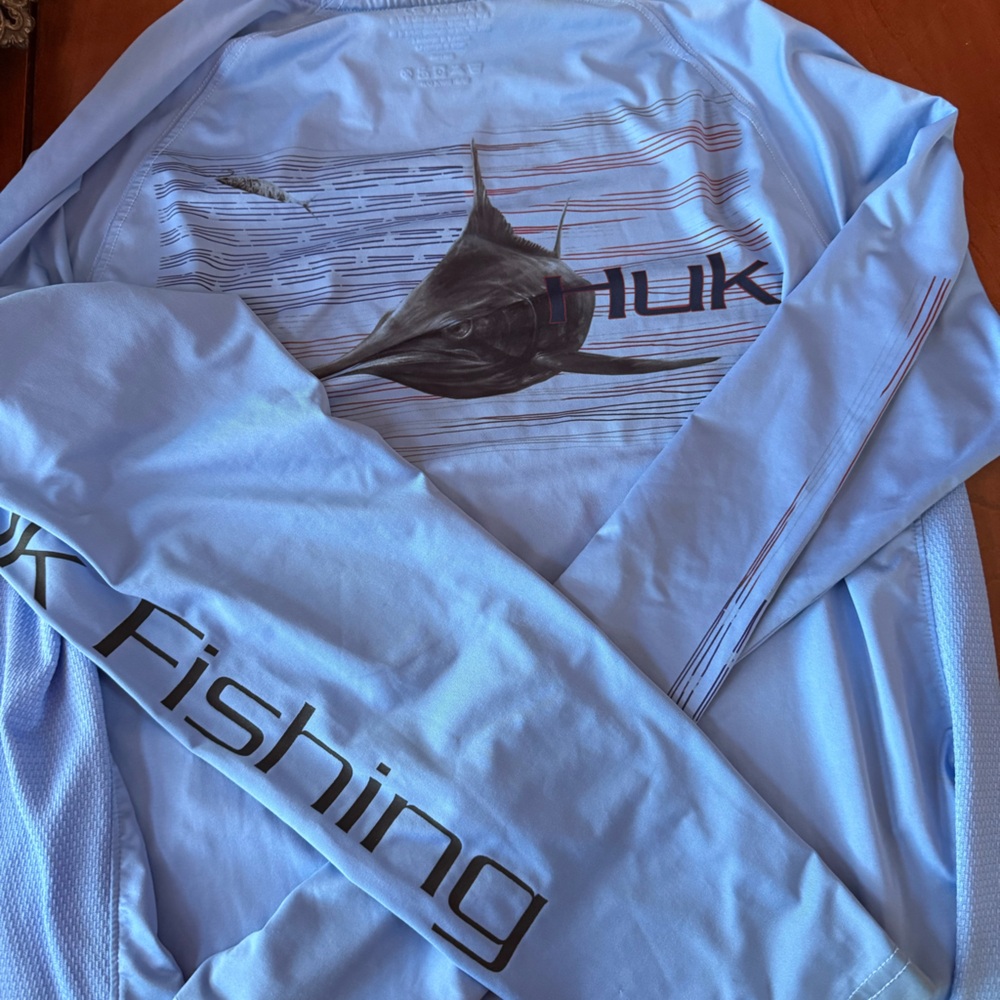 Huk Light Blue Long Sleeve Fishing Tee
